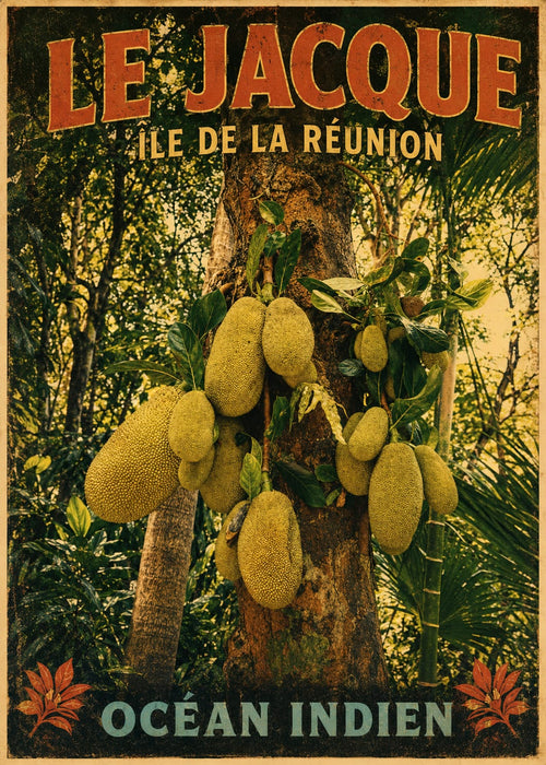 Affiche vintage papaye – Île de la Réunion, Océan Indien