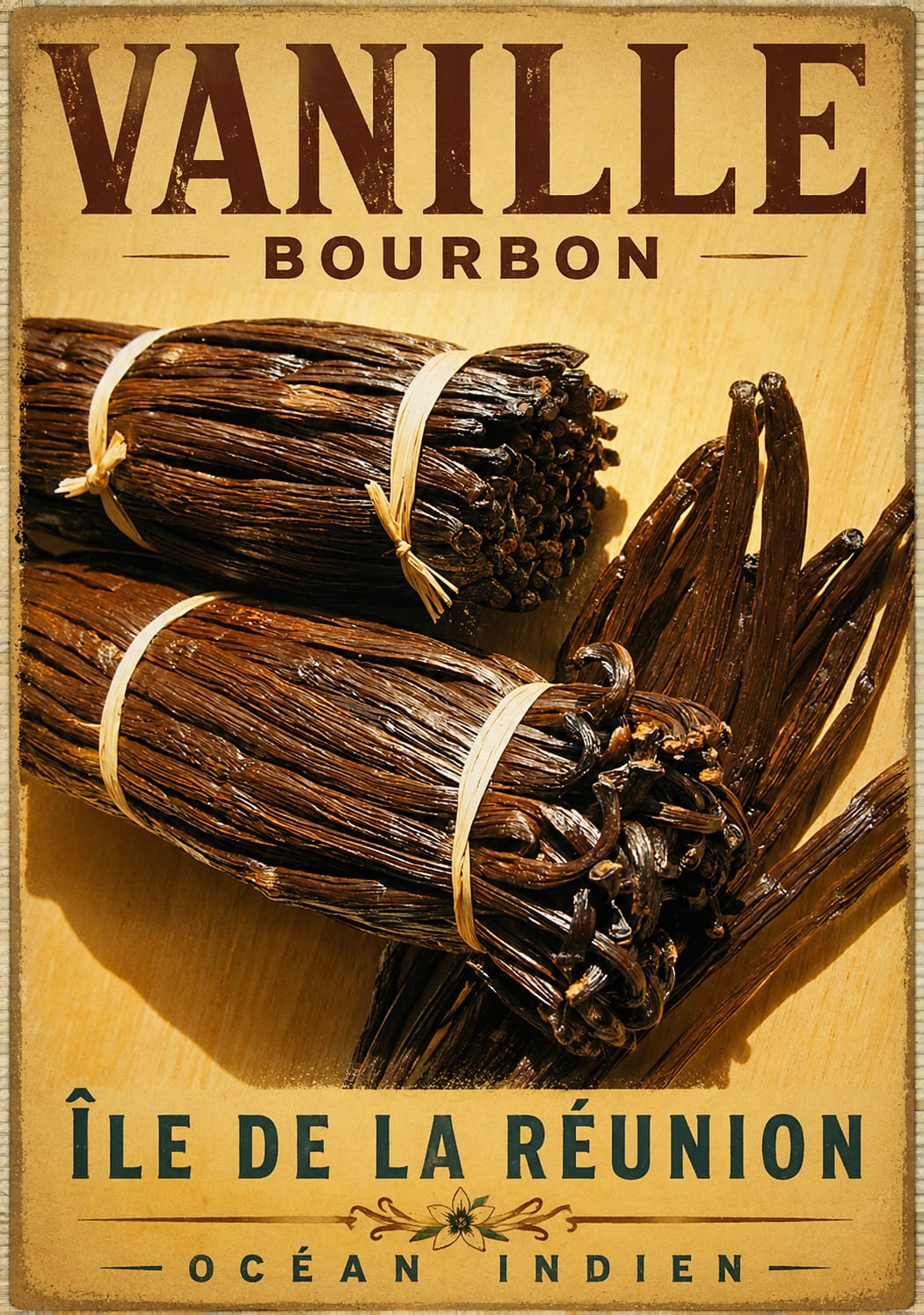 Affiche Île de la Réunion – Vanille Bourbon
