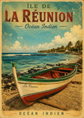 Affiche Île de la Réunion – Barque, Océan Indien
