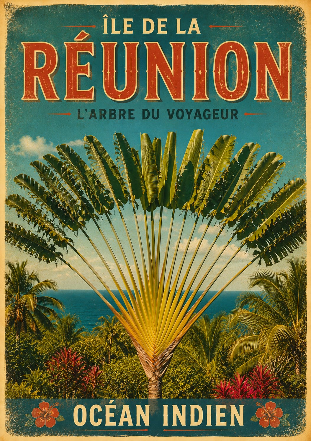 Affiche Île de la Réunion – L'Arbre du Voyageur