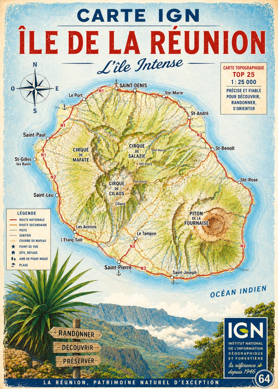 Carte IGN Ile de la Réunion