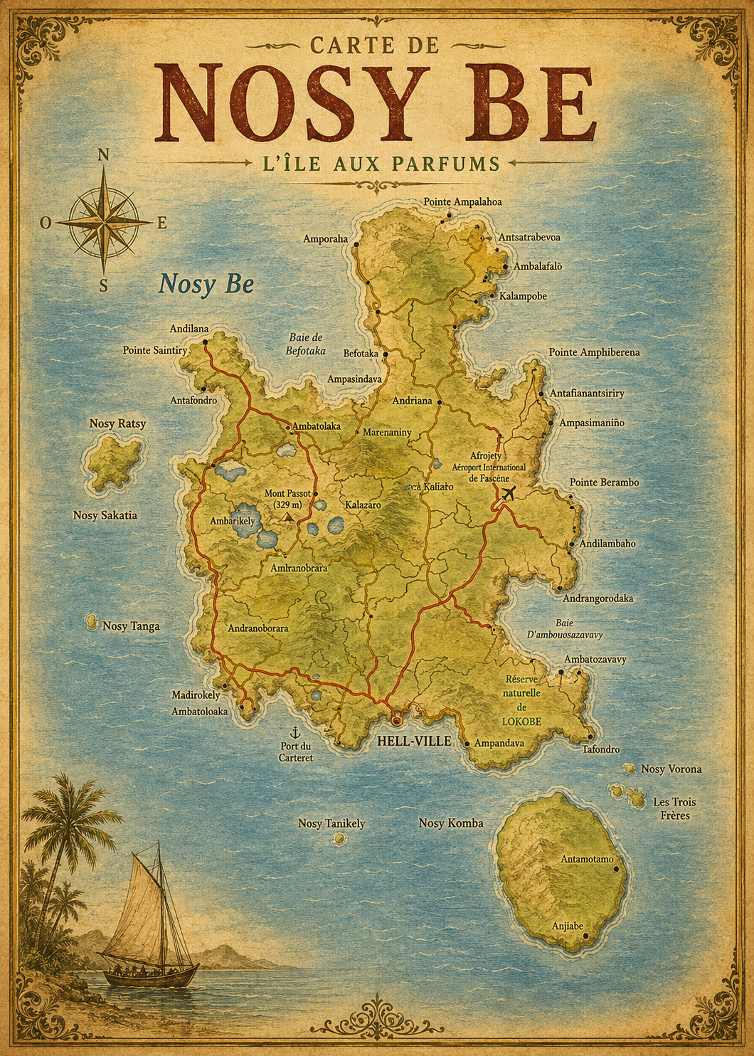 Carte ile de Nosy be