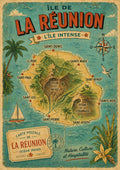 carte réunion vintage