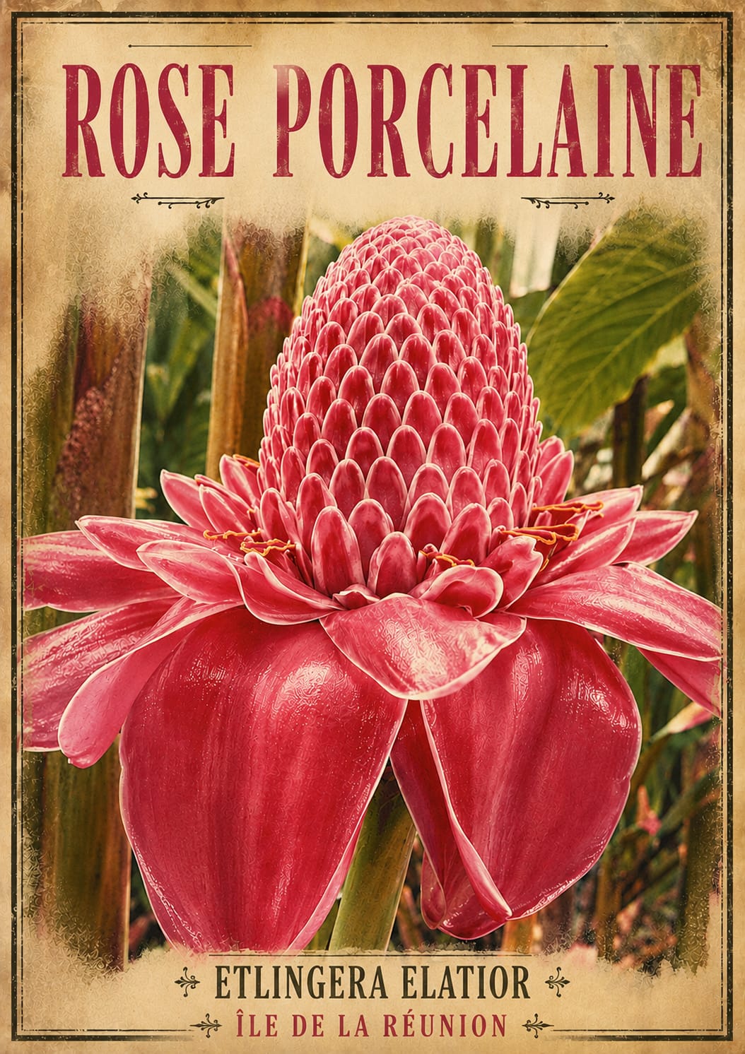 fleur rose porcelaine
