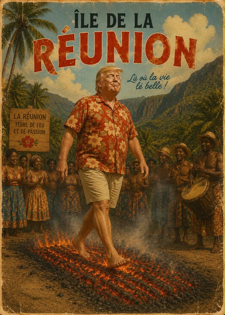 trump marche sur le feu