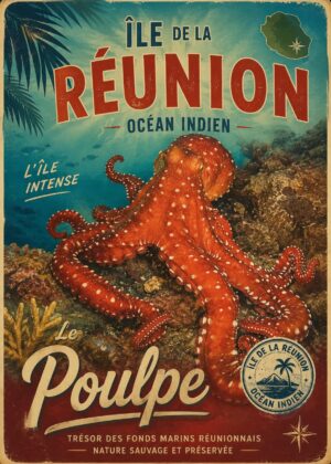 Affiche Île de la Réunion – Le Poulpe, Océan Indien